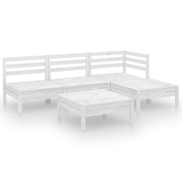 vidaXL Hagesofagruppe 5 deler heltre furu hvit