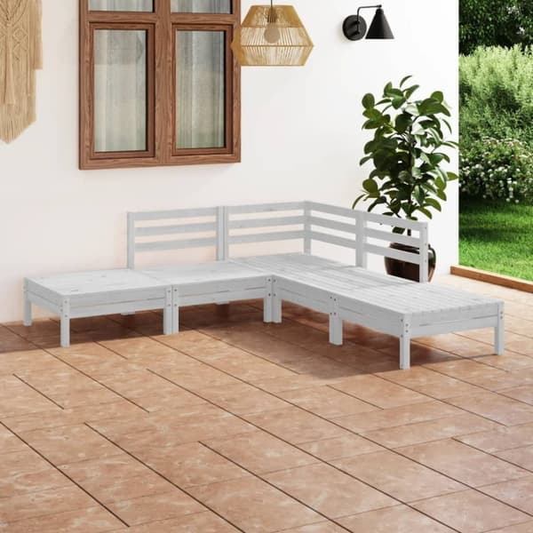 vidaXL Hagesofagruppe 5 deler heltre furu hvit