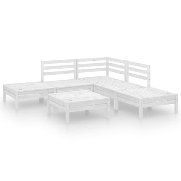 vidaXL Hagesofagruppe 6 deler hvit heltre furu