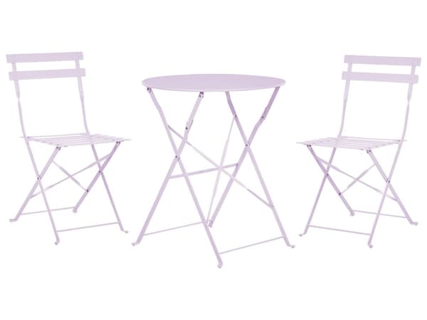 Bistrosetti violetti teräs maalattu 2 tuolia puutarhapöytä kokoontaitettava moderni boho Bistrosetti violetti teräs maalattu 2 tuolia puutarhapöytä kokoontaitettava moderni boho
