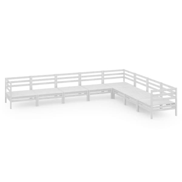 vidaXL Hagesofagruppe 8 deler hvit heltre furu