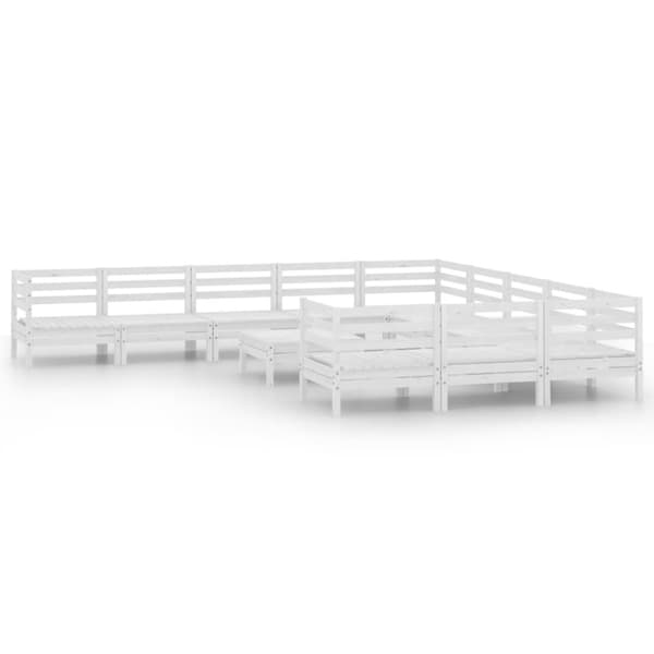 vidaXL Hagesofagruppe 12 deler hvit heltre furu