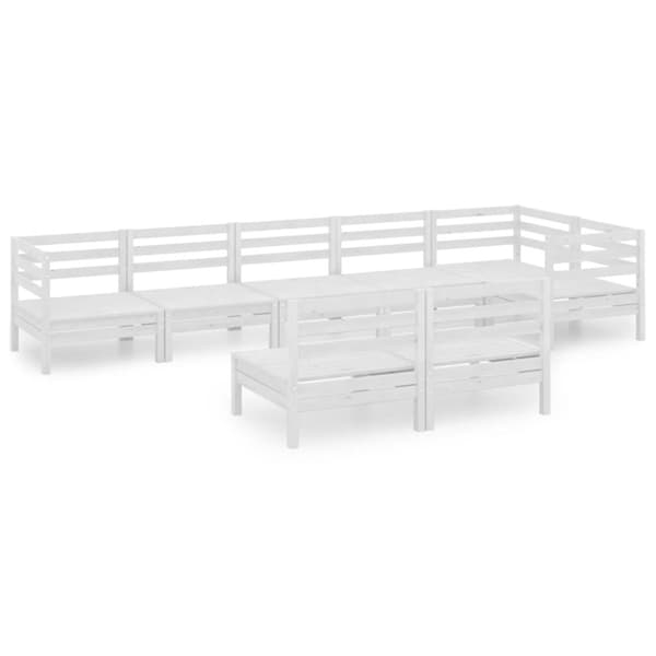 vidaXL Hagesofagruppe 8 deler hvit heltre furu