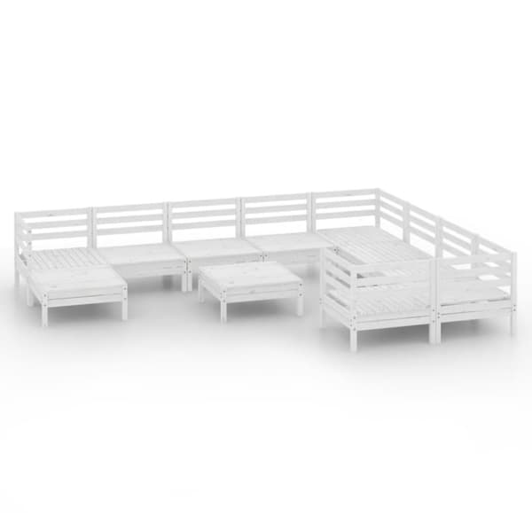 vidaXL Hagesofagruppe 11 deler hvit heltre furu