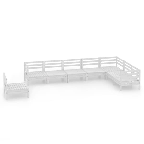 vidaXL Hagesofagruppe 8 deler hvit heltre furu