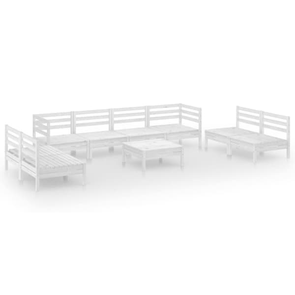 vidaXL Hagesofagruppe 9 deler hvit heltre furu