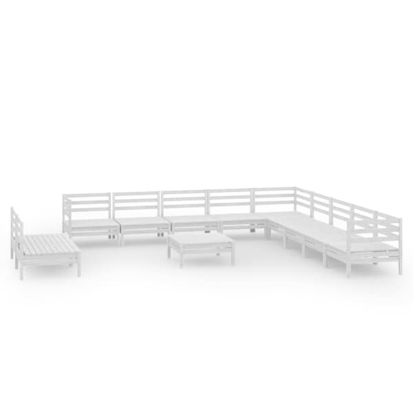 vidaXL Hagesofagruppe 12 deler hvit heltre furu