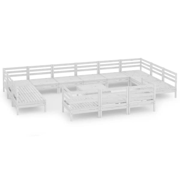vidaXL Hagesofagruppe 14 deler hvit heltre furu