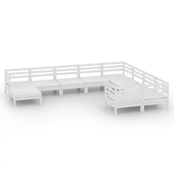 vidaXL Hagesofagruppe 10 deler hvit heltre furu