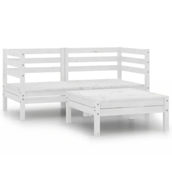 vidaXL Hagesofagruppe 3 deler heltre furu hvit vidaXL Hagesofagruppe 3 deler heltre furu hvit