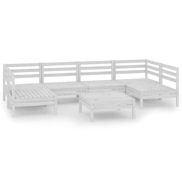 vidaXL Hagesofagruppe 7 deler hvit heltre furu