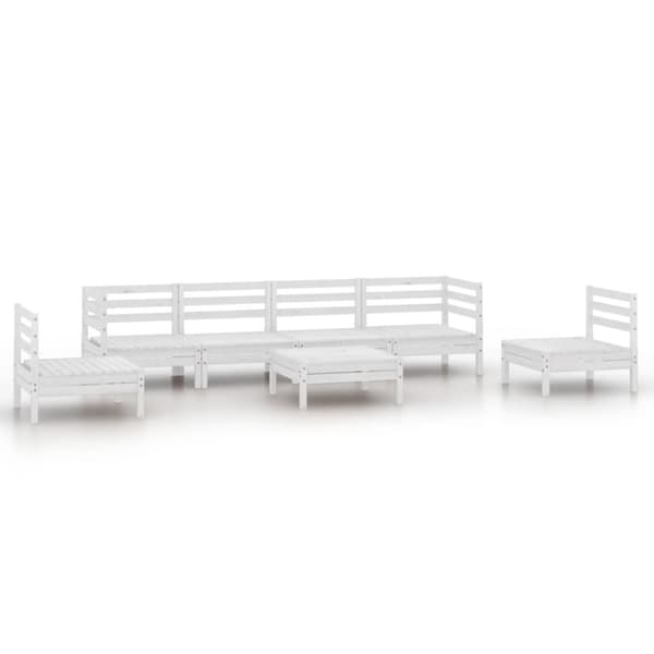 vidaXL Hagesofagruppe 7 deler hvit heltre furu