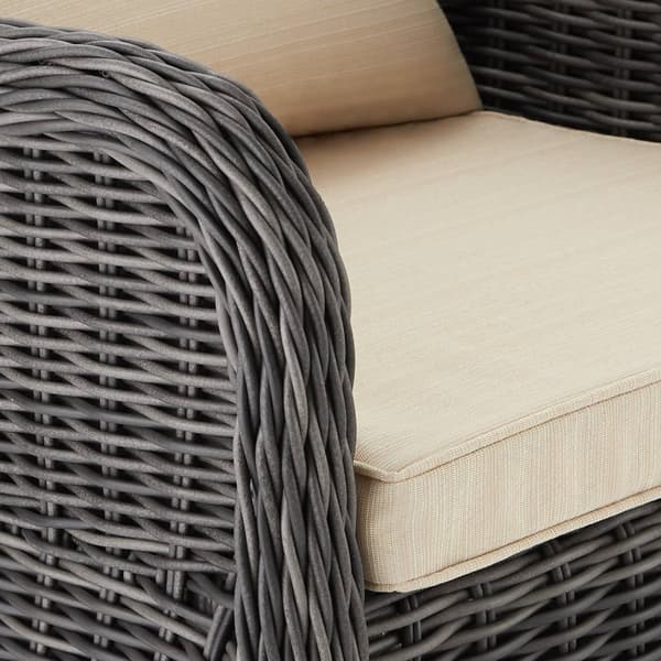 Polyrattan havemøbelsæt med 3 kurvestole + bord - grå