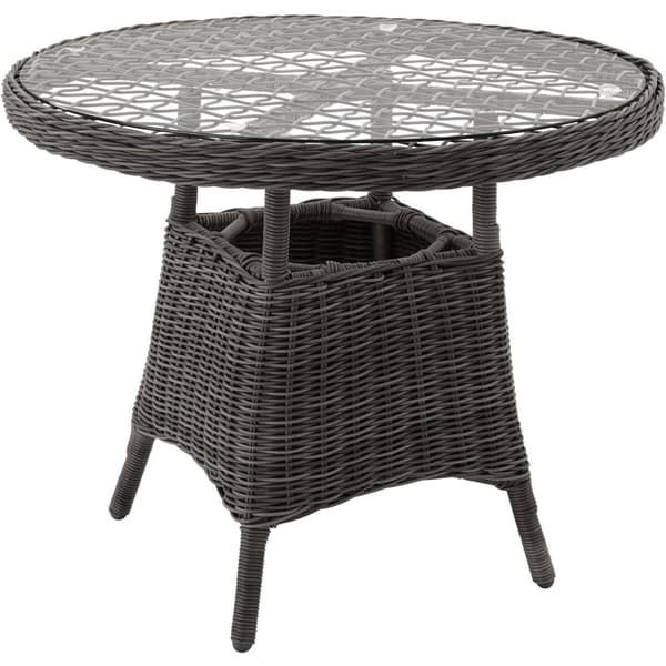 Polyrattan havemøbelsæt med 4 kurvestole + bord - grå
