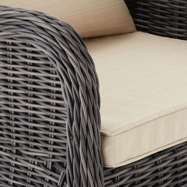 Polyrattan havemøbelsæt med 4 kurvestole + bord - grå