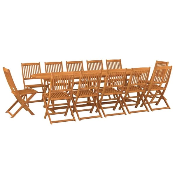 vidaXL 13-osainen Puutarharuokailuryhmä 280x90x75 cm täysi akaasiapuu