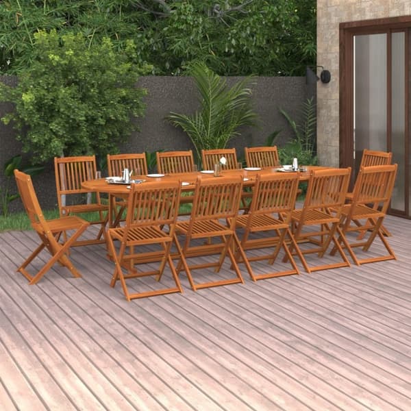 vidaXL 13-osainen Puutarharuokailuryhmä 280x90x75 cm täysi akaasiapuu