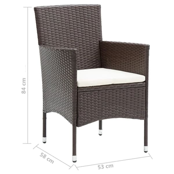 vidaXL Hagespisegruppe med puter 3 deler polyrotting brun