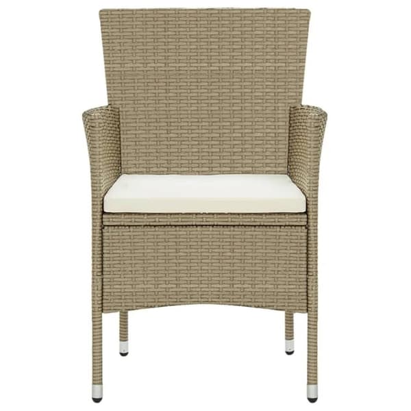 vidaXL Matgrupp för trädgården med dynor 7 delar konstrotting beige