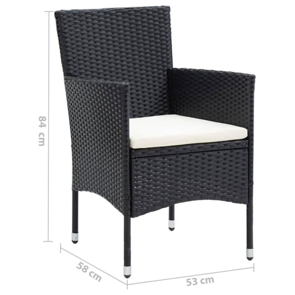 vidaXL spisebordssæt til haven 9 dele med hynder polyrattan sort grå