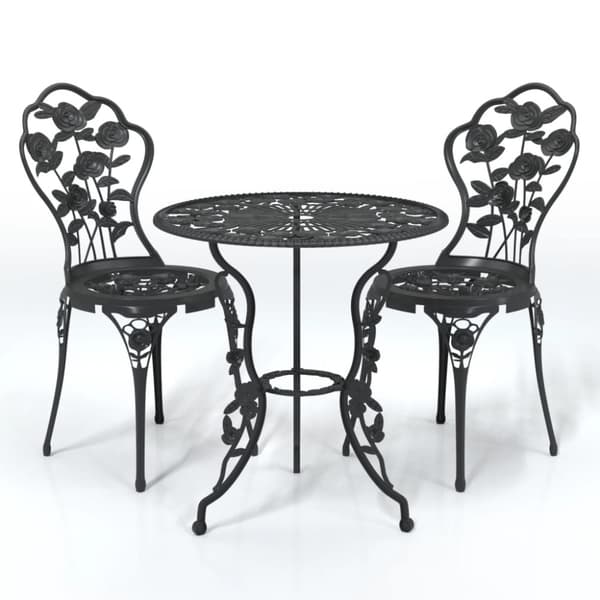 vidaXL Caféset 3 delar gjuten aluminium svart