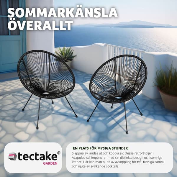 2 trädgårdsstolar Santana Retro i Acapulco-stil - svart