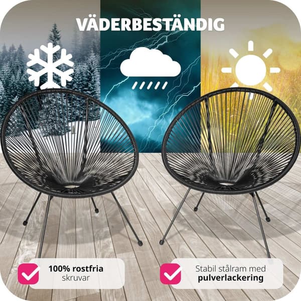 2 trädgårdsstolar Santana Retro i Acapulco-stil - svart