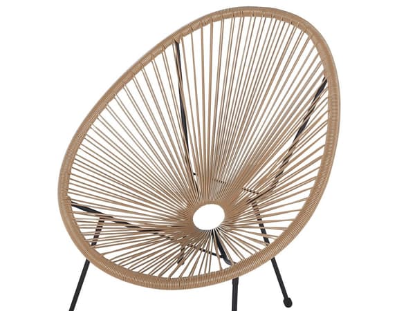 Havestole Naturlige Beige Rattan med Sort Pulverlakerede Stålben sæt 70 x 90 cm Udendørs Sidebord Retro Rundt Flet Hærdetglas Moderne Design