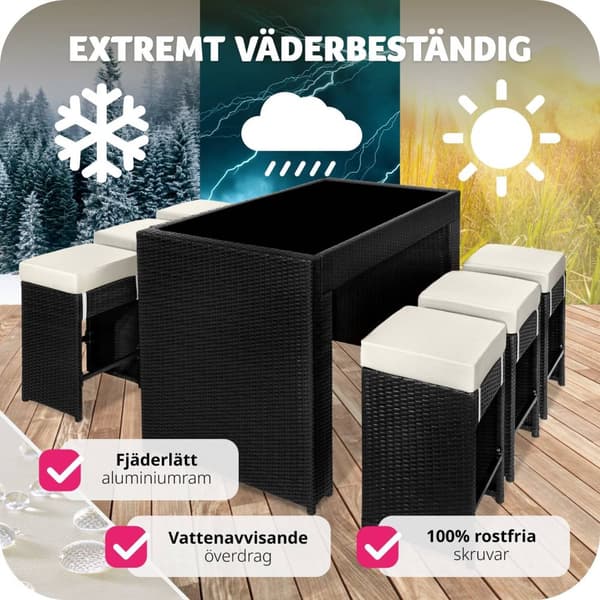 Barset Ibiza i konstrotting inkl. överskyddsdrag - svart