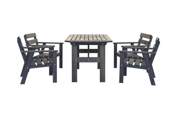 Woodfurniture matgrupp för trädgården, bord + 4 stolar, furu