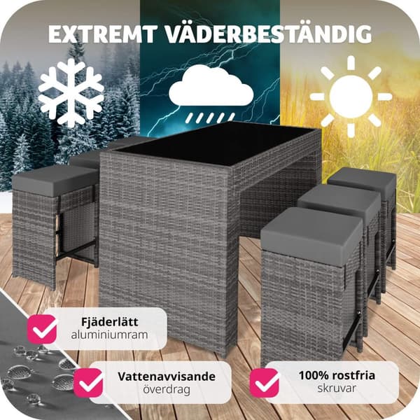 Barset Ibiza i konstrotting inkl. överskyddsdrag - grå