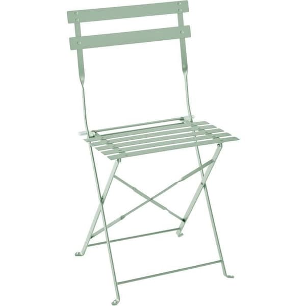 Bistroset för 2 personer - 60 cm runt bord med 2 stolar - Pulverlackerat stål - Celadon grön
