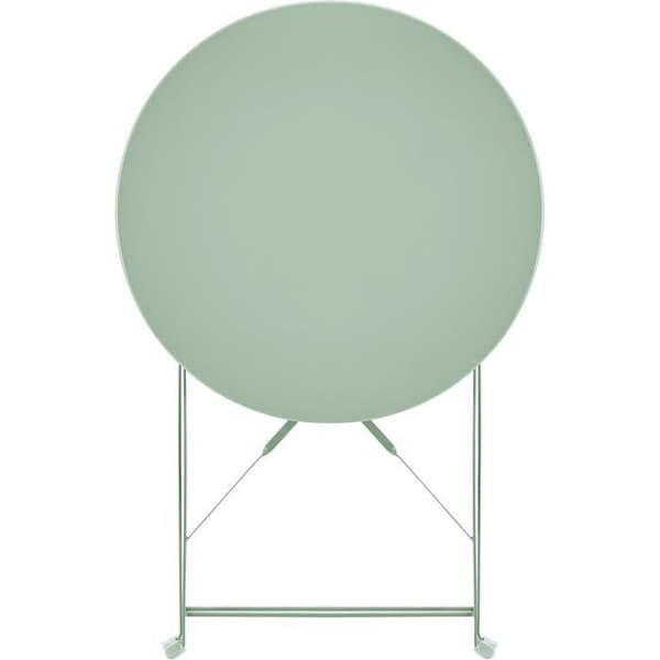 Bistroset för 2 personer - 60 cm runt bord med 2 stolar - Pulverlackerat stål - Celadon grön