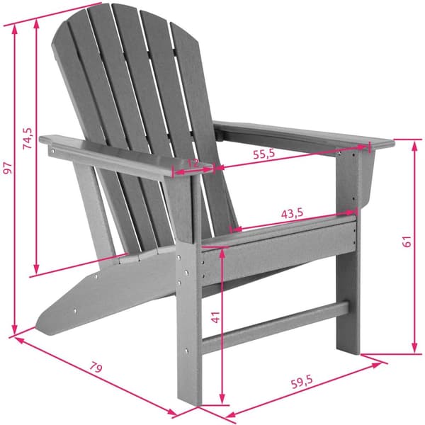 Trädgårdsstol med fotstöd i Adirondack-design - ljusgrå