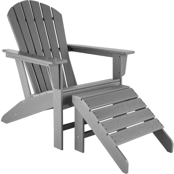 Trädgårdsstol med fotstöd i Adirondack-design - ljusgrå