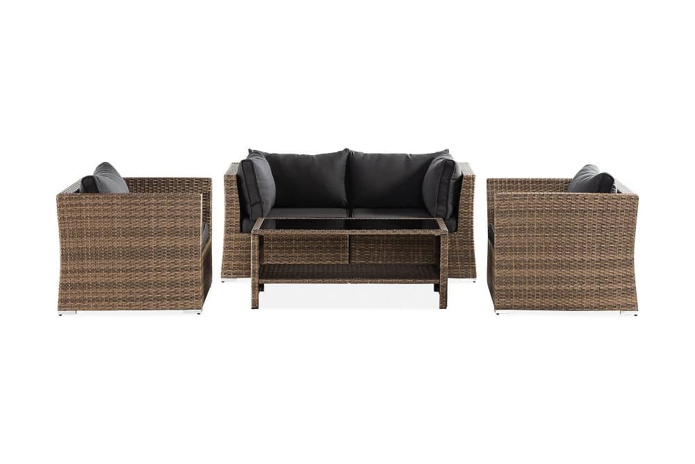 WISCONSIN Loungegrupp 4-sits Glas/Konstrotting/Sand
