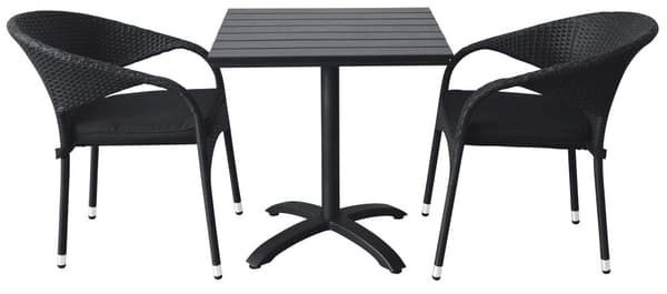 Allie cafe- og balkongmøbel kafebord, Ø70 cm svart/svart.