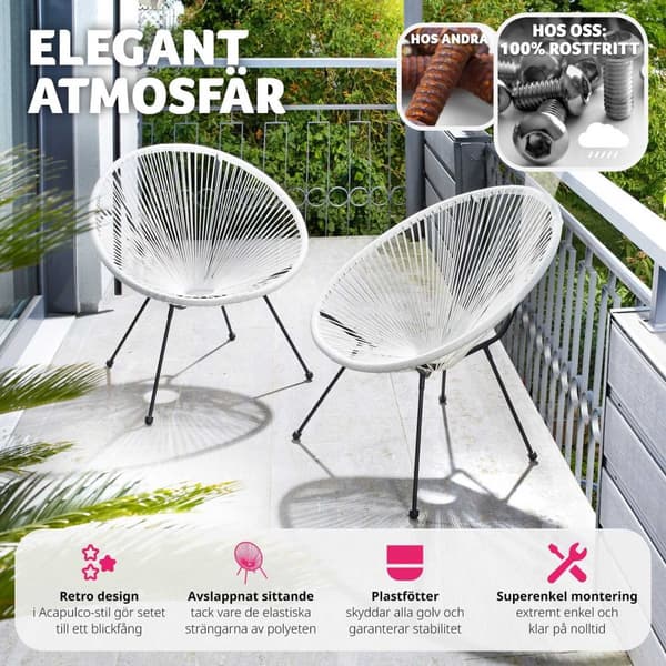 2 trädgårdsstolar Santana Retro i Acapulco-stil - vit