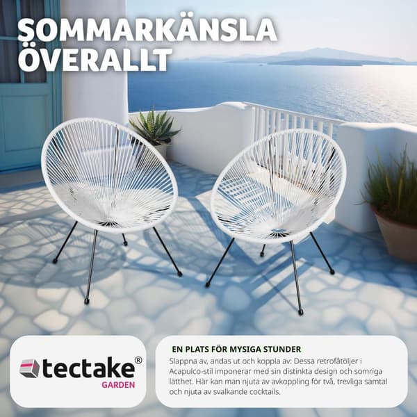 2 trädgårdsstolar Santana Retro i Acapulco-stil - vit