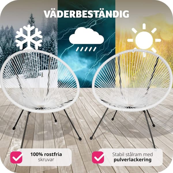 2 trädgårdsstolar Santana Retro i Acapulco-stil - vit