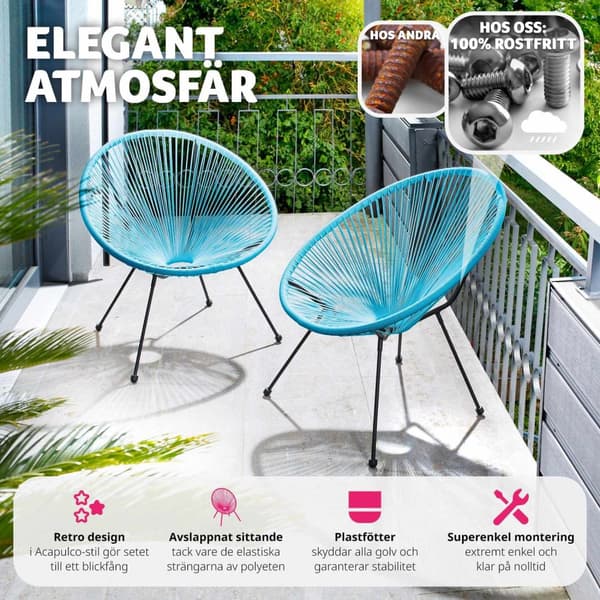 2 trädgårdsstolar Santana Retro i Acapulco-stil - blå