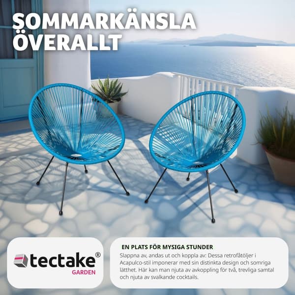 2 trädgårdsstolar Santana Retro i Acapulco-stil - blå