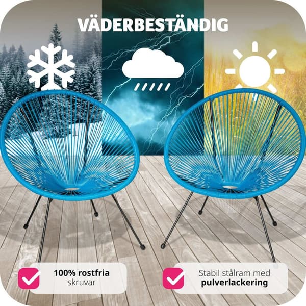 2 trädgårdsstolar Santana Retro i Acapulco-stil - blå