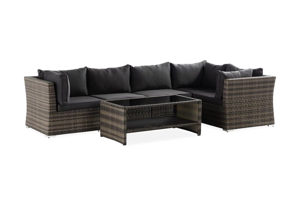 WISCONSIN Loungegrupp 5-sits Glas/Konstrotting/Ljusgrå