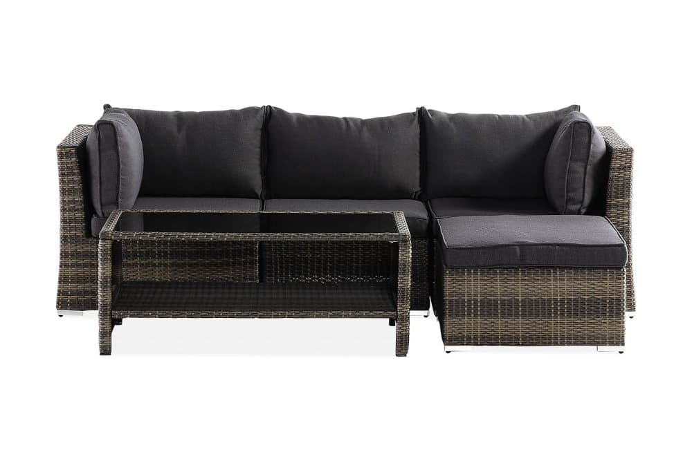 WISCONSIN Loungegrupp 4-sits Glas/Konstrotting/Grå/Brun