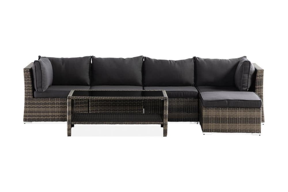 WISCONSIN Loungegrupp 5-sits Glas/Konstrotting/Grå