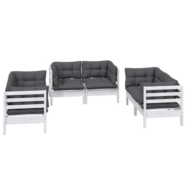 vidaXL Hagesofagruppe med puter 6 deler heltre furu
