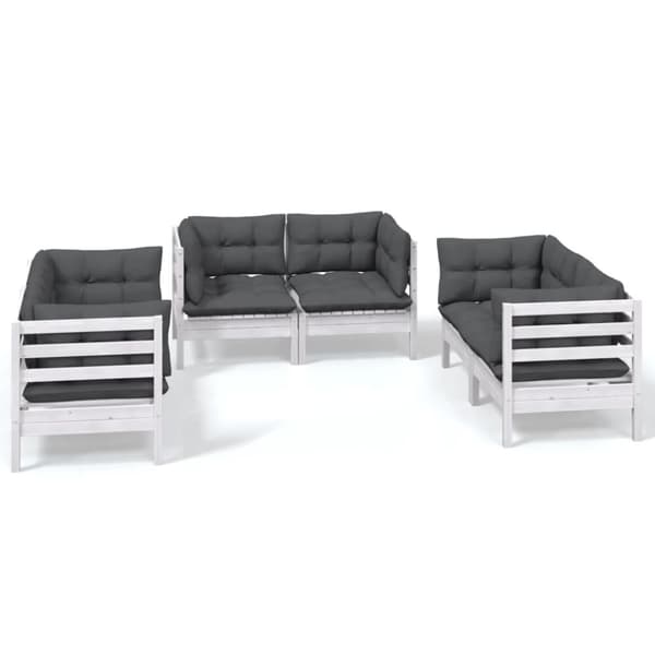 vidaXL Hagesofagruppe med puter 6 deler heltre furu