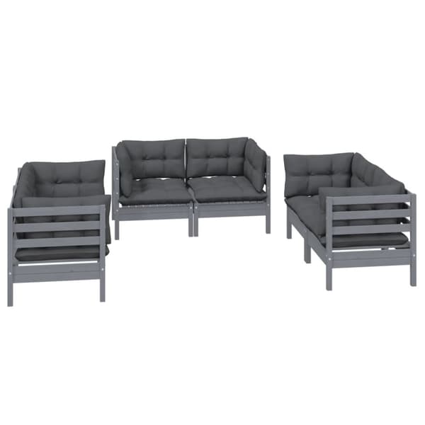 vidaXL Hagesofagruppe med puter 6 deler heltre furu