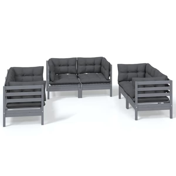 vidaXL Hagesofagruppe med puter 6 deler heltre furu